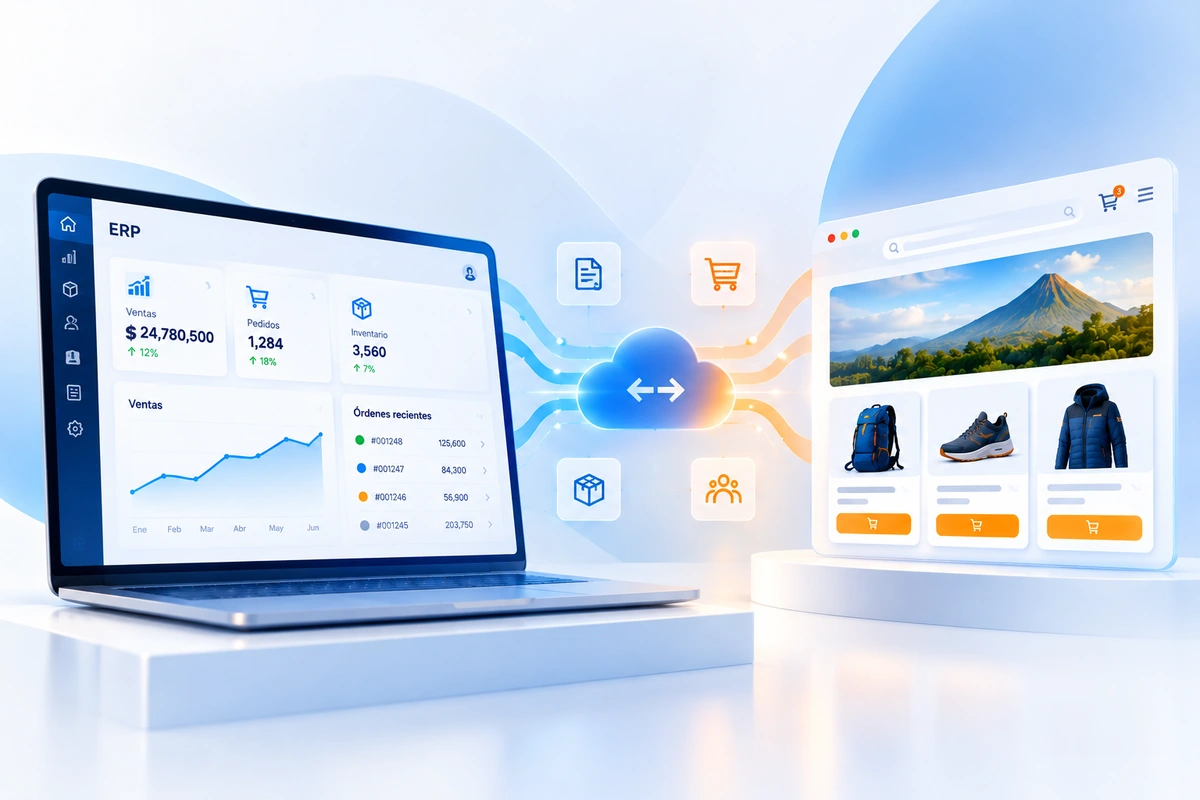 Ilustración de integración entre ERP y tienda en línea